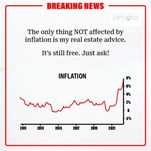 The only thing NOT affected by inflation is my real estate advice. It's still free. Just ask!