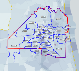 Zip Codes In Jacksonville Florida Northeast Florida Life   Zip Code Map 300x271 