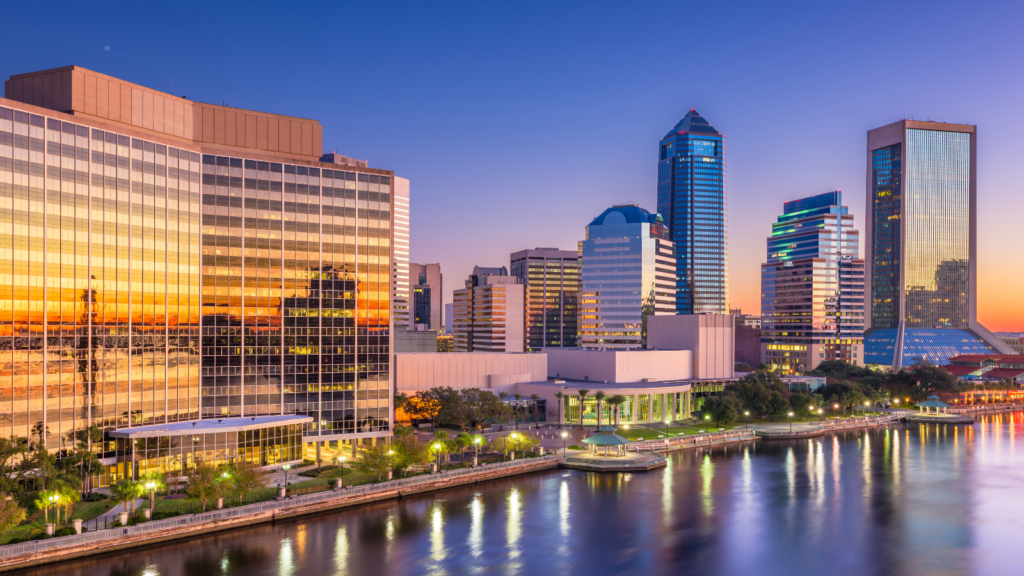 Jacksonville Florida skyline along the St. Johns River